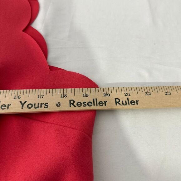 J Crew 12 Red Scalloped Shift Dress Timeless Chic Elegant Sleeveless - Picture 6 of 7